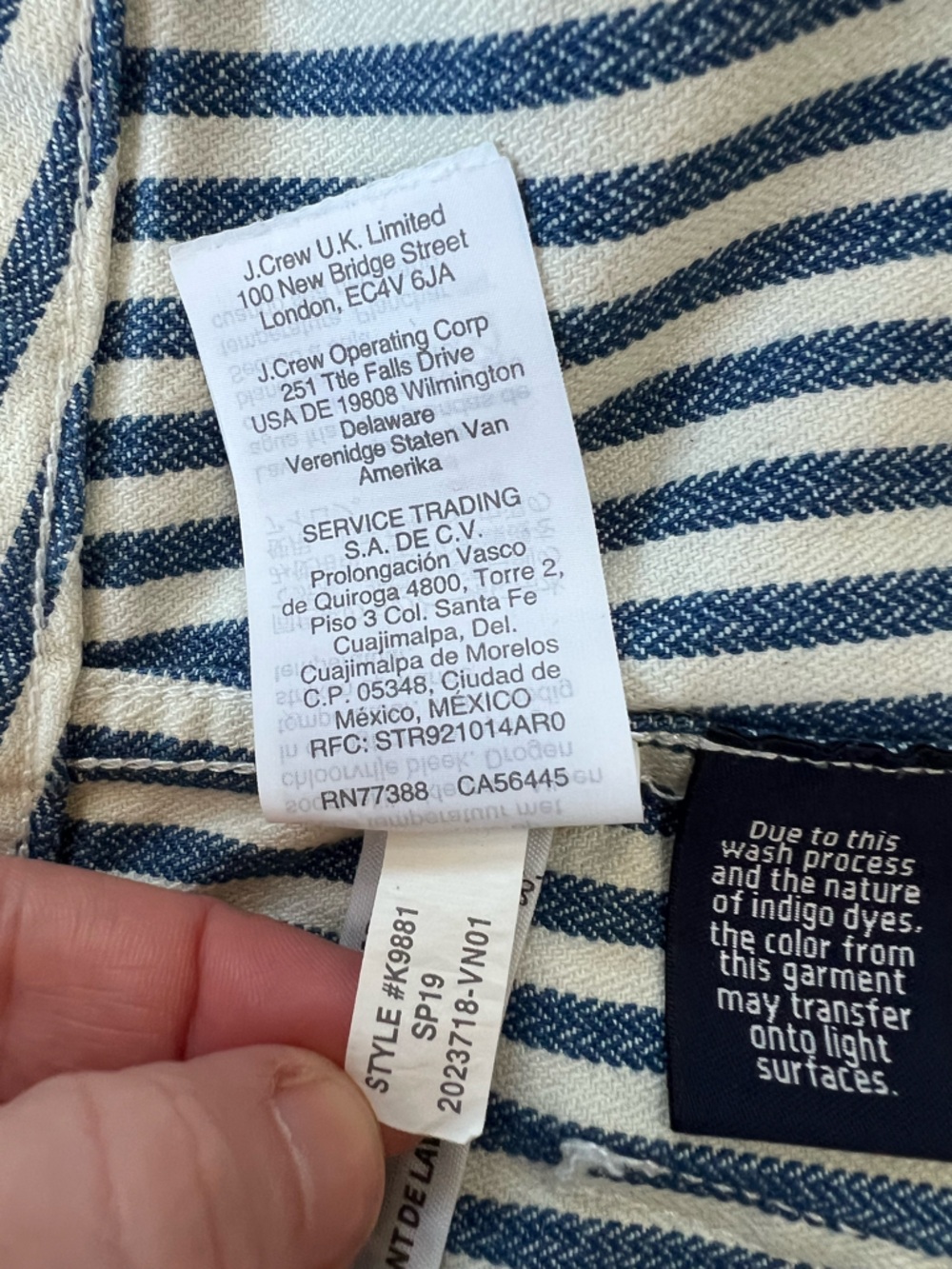 Madewell Emmett Wide-Leg Crop Pants, Navy Blue and White Railroad Stripe, sz 31 - Picture 9 of 10